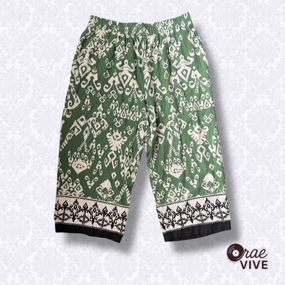 Haute Hippie Wide Leg Green Boho Linen Blend Pants - Women's 2X - Picture 1 of 4